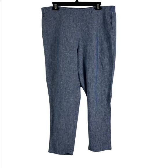 J. Jill Love Linen Cropped Pants Elastic Waist Size L - Picture 1 of 9